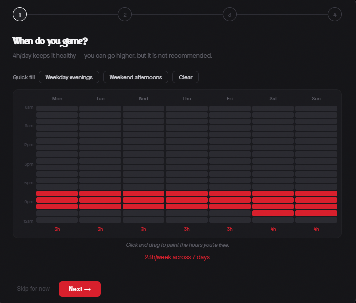 Vestige Play — Plan screen